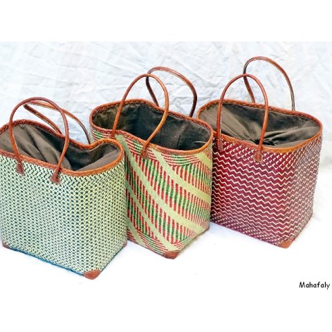 Rabane / Rattan Korb Frezy ohne Innenfutter Farbmix 38 cm = Code gelb