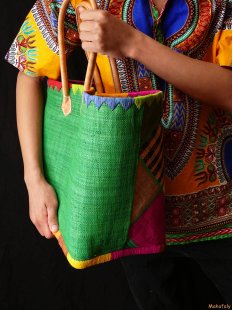 Raffia Bast Raphia Korb Rhombus 40 cm = Code gr&uuml;n