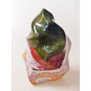 JaS66 Skulptur Freeform Flamme polychromer Madagaskar Jaspis 12 cm 760 g