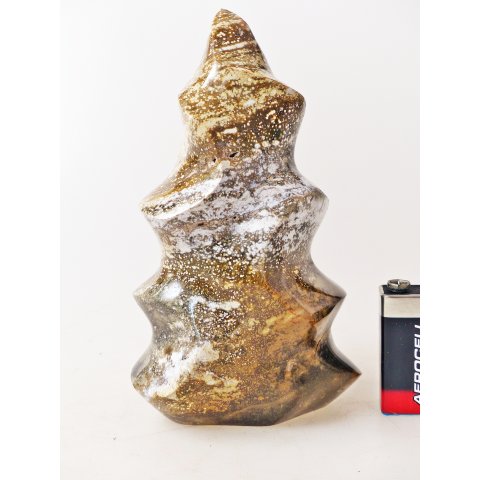 JaS64 Skulptur Freeform Flamme polychromer Madagaskar Jaspis 13 cm 760 g