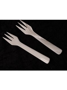 1x Perlmutt Gabel wei&szlig; irisierend 14 cm = Code B