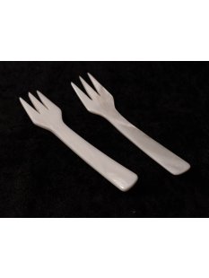 1x Perlmutt Gabel wei&szlig; irisierend 14 cm = Code B