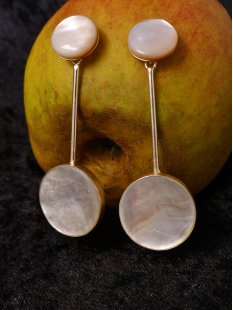 1 Paar Designer Ohrstecker 40 mm Perlmutt auf Messing...