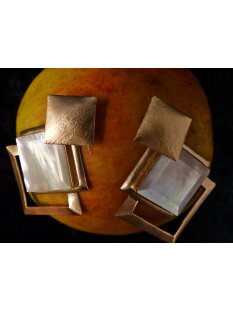 1 Paar Designer Ohrstecker 65 mm Perlmutt auf Messing...