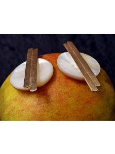 1 Paar Designer Ohrstecker 60 mm Perlmutt auf Messing vergoldet Lailah No.06