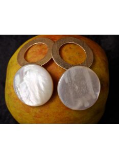 1 Paar Designer Ohrstecker 60 mm Perlmutt auf Messing vergoldet Lailah No.08