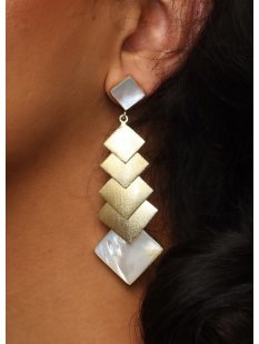 1 Paar Designer Ohrstecker 80 mm Perlmutt auf Messing...