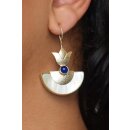 1 Paar Designer Ohrh&auml;nger 50 mm Blauquarz auf Messing vergoldet Lailah No.10