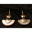 1 Paar Designer Ohrh&auml;nger 50 mm Blauquarz auf Messing vergoldet Lailah No.10