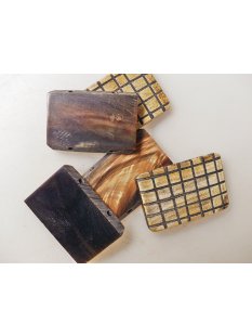 5 x Hornplatten antik beige kariert graviert 40 x 30  x 5...