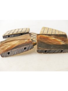 5 x Hornplatten antik beige kariert graviert 40 x 30  x 5 mm No.03