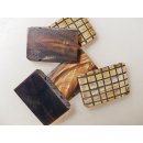 5 x Hornplatten antik beige kariert graviert 40 x 30  x 5 mm No.03