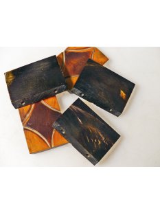 5 x Hornplatten antik braun Rhombusmuster 40 x 30  x 5 mm No.04