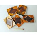 5 x Hornplatten antik braun Rhombusmuster 40 x 30  x 5 mm No.04