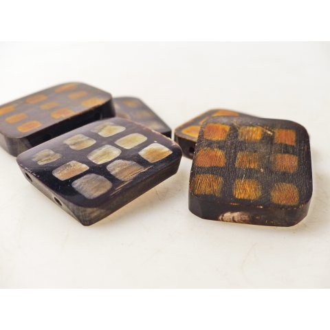 5 x Hornplatten  Karomuster 35 x 30  x 5 mm No.05