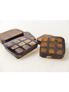 5 x Hornplatten  Karomuster 35 x 30  x 5 mm No.05