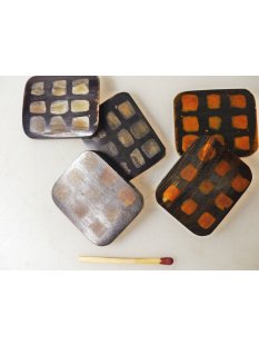 5 x Hornplatten  Karomuster 35 x 30  x 5 mm No.05