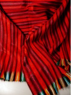 Schal aus Alpaka Wolle handgewebt  in Kolumbien BIO 170 x 60 cm No. 02 hellrot