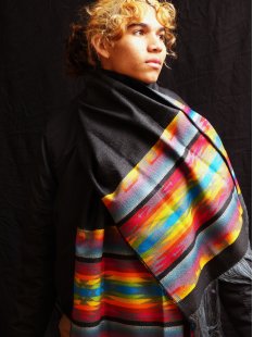 Schal aus Schafwolle + Baumwolle handgewebt  in Kolumbien...