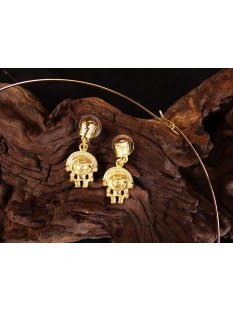 No. 26 Set Kette und Ohrstecker Anh&auml;nger kosmologische Figur Goldmuseum Bogota L: 40 cm