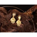 No. 26 Set Kette und Ohrstecker Anh&auml;nger kosmologische Figur Goldmuseum Bogota L: 40 cm