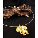 No. 26 Set Kette und Ohrstecker Anh&auml;nger kosmologische Figur Goldmuseum Bogota L: 40 cm