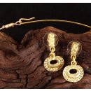 No. 27 Set Kette und Ohrstecker Anh&auml;nger kosmologische Figur Goldmuseum Bogota L: 40 cm