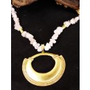 No. 28 Set Kette und Ohrstecker Anh&auml;nger kosmologische Figur Goldmuseum Bogota L: 40 cm