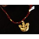 No. 30 Set Kette und Ohrstecker Anh&auml;nger kosmologische Figur Goldmuseum Bogota L: 40 cm