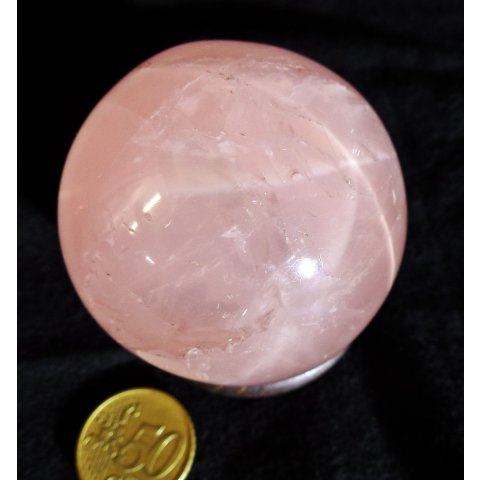 KRQ202 Rosenquarz Kugel mit Stern (Asterismus) poliert D 60  mm original Madagaskar 320  g