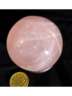 KRQ202 Rosenquarz Kugel mit Stern (Asterismus) poliert D...