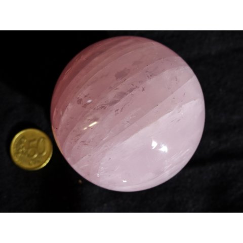 KRQ215 Rosenquarz Kugel 1. Qualit&auml;t poliert D 73  mm original Madagaskar 596 g