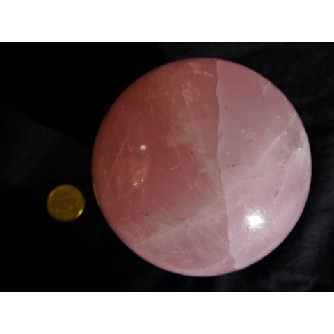 KRQ229 Rosenquarz Kugel 1. Qualit&auml;t poliert D 86  mm original Madagaskar 1060 g