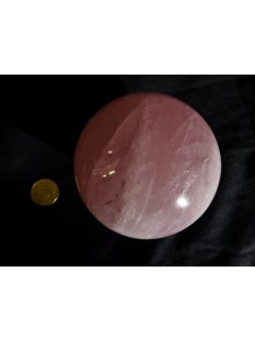 KRQ229 Rosenquarz Kugel 1. Qualit&auml;t poliert D 86  mm original Madagaskar 1060 g