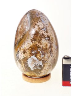 JaEi05 Skulptur Ei polychromer Madagaskar Jaspis 115 mm...