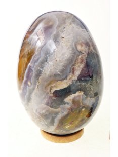 JaEi07 Skulptur Ei polychromer Madagaskar Jaspis 140 mm...