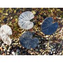 Garten Deko Skulptur Blech Blatt, mattschwarz, klein, auf angeschwei&szlig;tem Stiel D: 10 cm