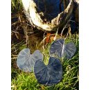 Garten Deko Skulptur Blech Blatt, mattschwarz, klein, auf angeschwei&szlig;tem Stiel D: 10 cm