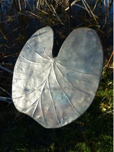 Garten Deko Skulptur Blech Blatt, mattschwarz, mittel,...