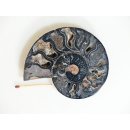 AM130 Ammoniten Paar Cleoniceras besairier Madagaskar seltene schwarze Farbe 161 g D 95 mm