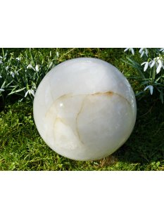 Madagaskar Bl&uuml;tenblatt Quarz Milchquarz Wei&szlig;quarz Kugel 15 kg D 200 mm