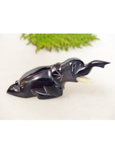 Hornfigur Elefant schwarz poliert 8 cm = Code B