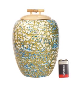 Vietnam Bambus Dose Bonglie  mit Eierschalen belegt H: 18...