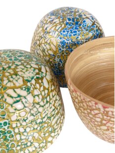 Vietnam Bambus Schale Tulu mit Eierschalen belegt D: 15 H: 8,5 cm= Code E